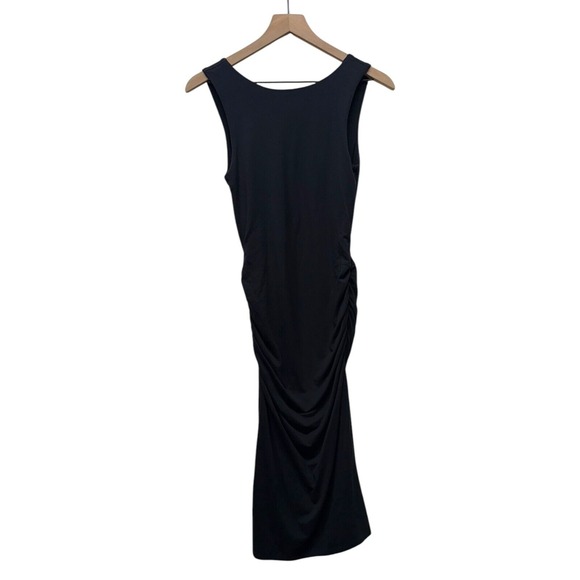 Athleta Dresses & Skirts - Athleta Black Pima Cotton Midi Soft Tank Dress‎ XS Ruched Stretch Minimalist